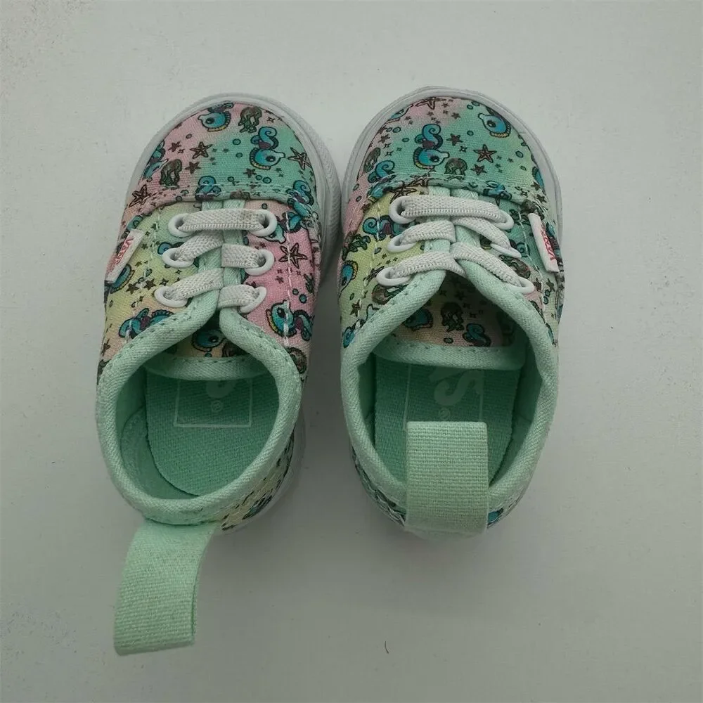 Vans Toddler Authentic Elastic Lace Sneakers Seahorse Starfish Print